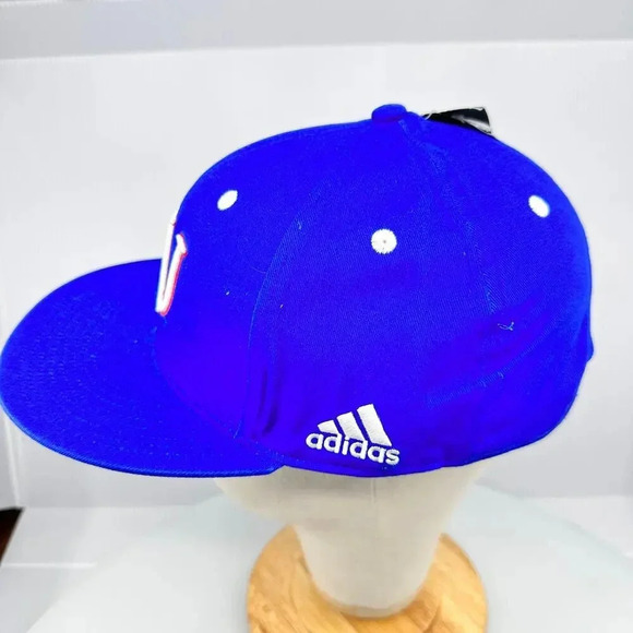 Adidas Men's Hat Flat Brim Snap University of Kansas Jayhawks Blue OSFM - Picture 2 of 7